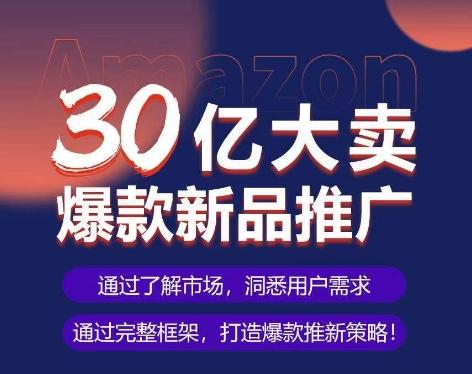 亚马逊·30亿大卖爆款新品推广，可复制、全程案例实操的爆款推新SOP-泱泱学习社
