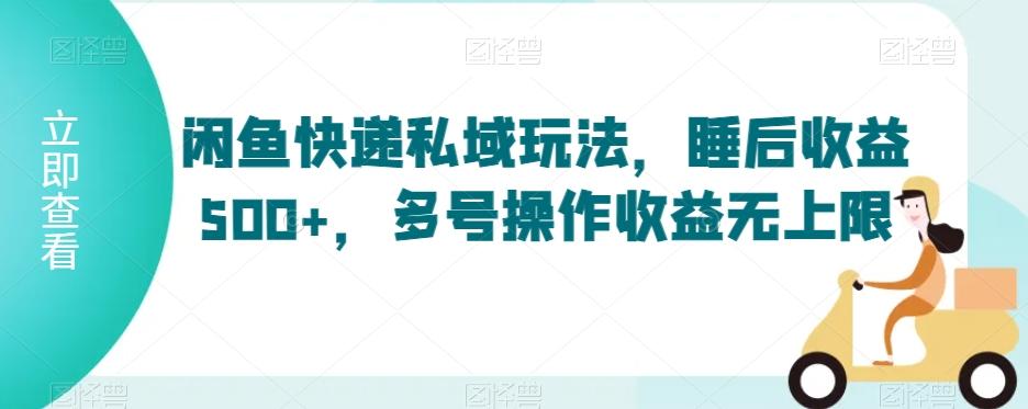 闲鱼快递私域玩法，睡后收益500+，多号操作收益无上限【揭秘】-泱泱学习社