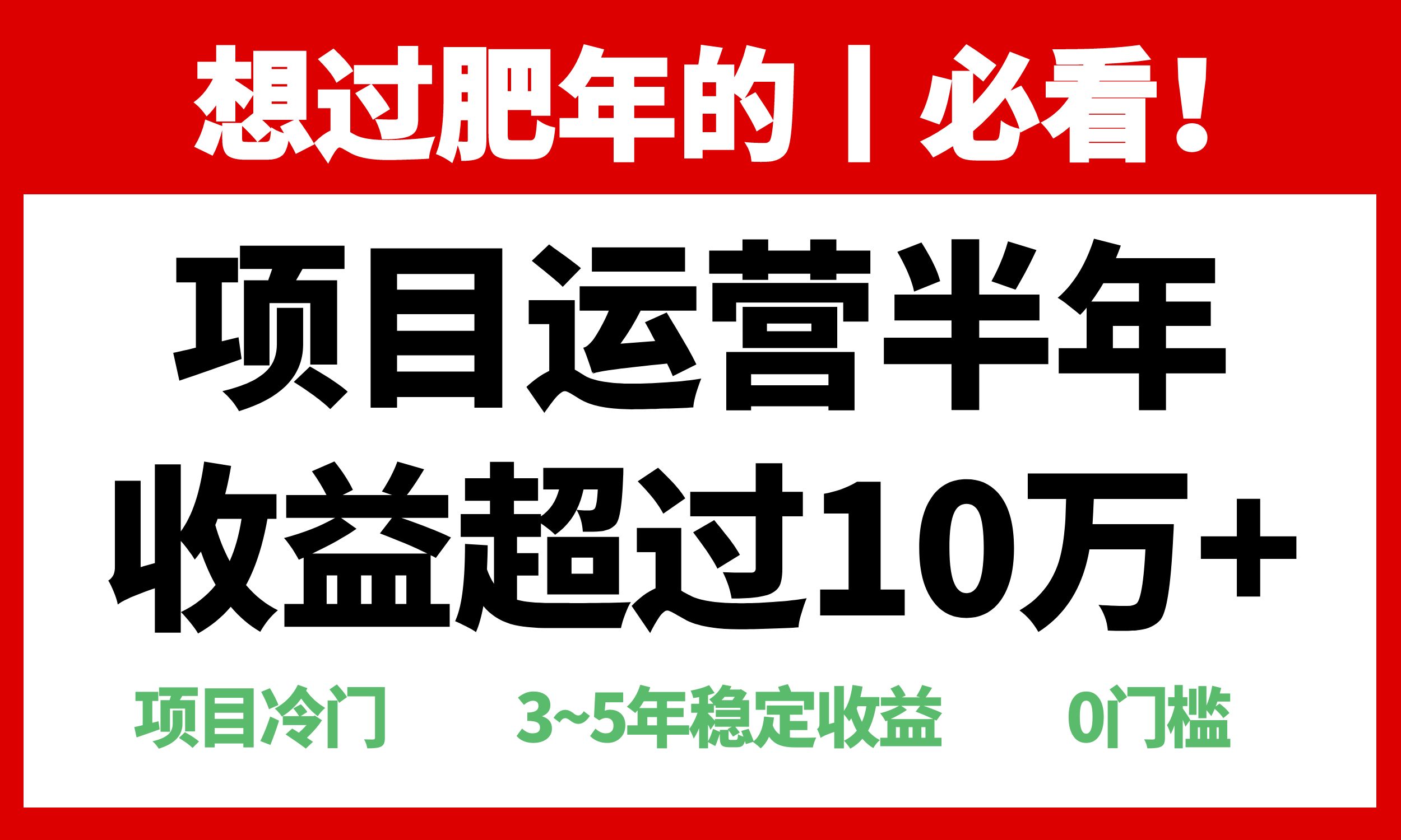 年前过肥年的必看的超冷门项目，半年收益超过10万+，-泱泱学习社