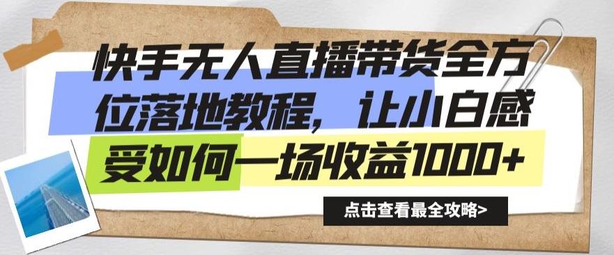 快手无人直播带货全方位落地教程，让小白感受如何一场收益1000+【揭秘】-泱泱学习社