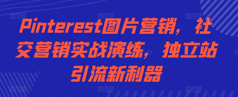 Pinterest图片营销，社交营销实战演练，独立站引流新利器-泱泱学习社