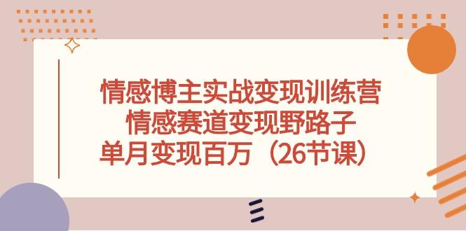 情感博主实战变现训练营，情感赛道变现野路子，单月变现百万(26节课-泱泱学习社