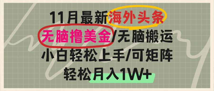 海外头条，无脑搬运撸美金，小白轻松上手，可矩阵操作，轻松月入1W+-泱泱学习社