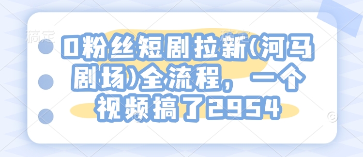 0粉丝短剧拉新(河马剧场)全流程，一个视频搞了2954-泱泱学习社