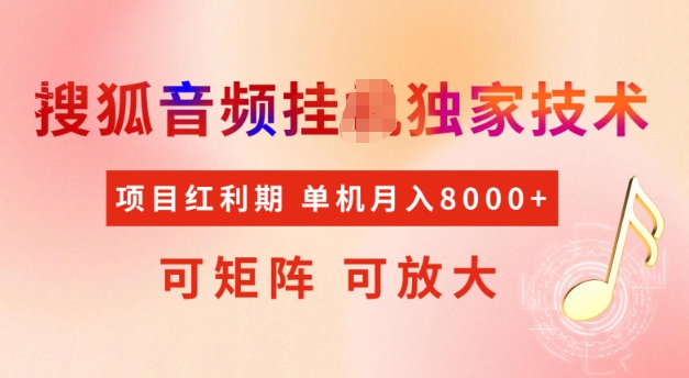 首发搜狐音频挂JI，项目红利期，可矩阵可放大，稳定月入5k【揭秘】-泱泱学习社