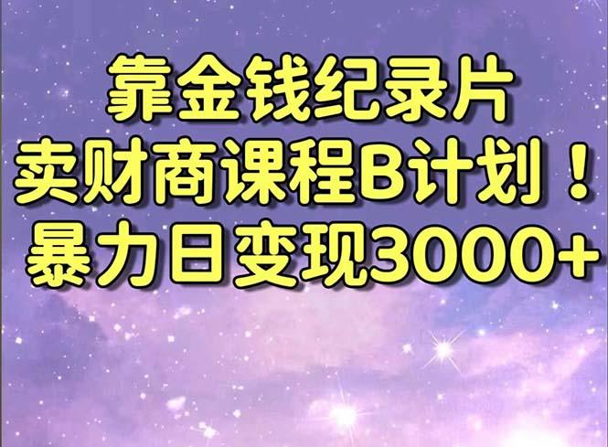 靠金钱纪录片卖财商课程B计划！暴力日变现3000+，喂饭式干货教程！-泱泱学习社