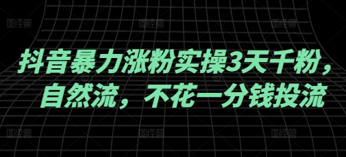 抖音暴力涨粉实操3天千粉，自然流，不花一分钱投流，实操经验分享-泱泱学习社
