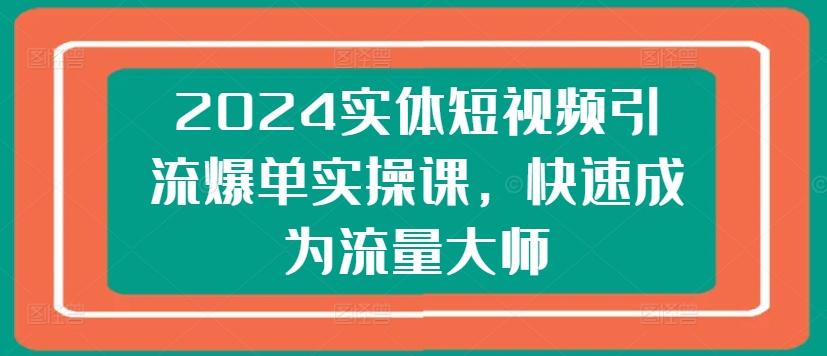 2024实体短视频引流爆单实操课，快速成为流量大师-泱泱学习社