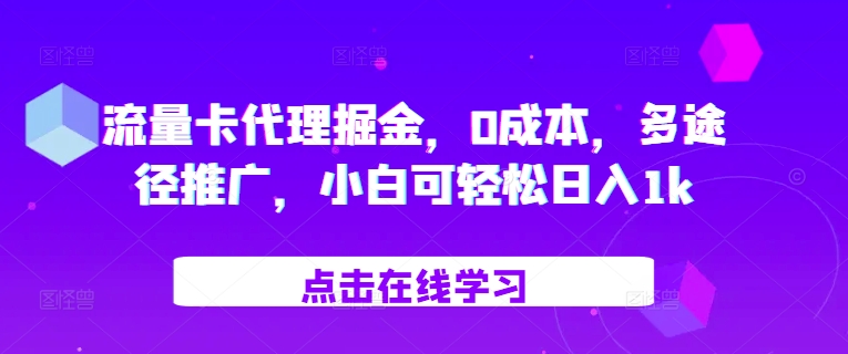 流量卡代理掘金，0成本，多途径推广，小白可轻松日入1k-泱泱学习社