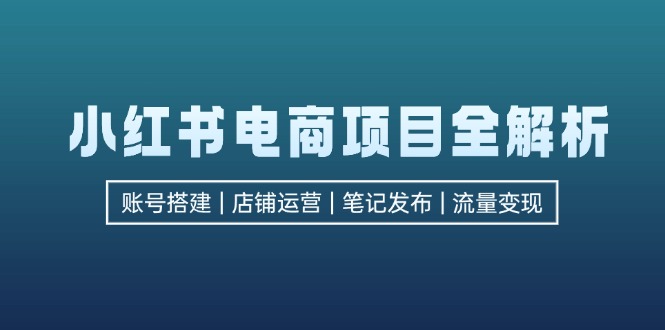 小红书电商项目全解析，包括账号搭建、店铺运营、笔记发布  实现流量变现-泱泱学习社
