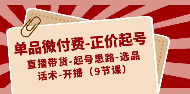 单品微付费正价起号：直播带货-起号思路-选品-话术-开播(9节课)-泱泱学习社