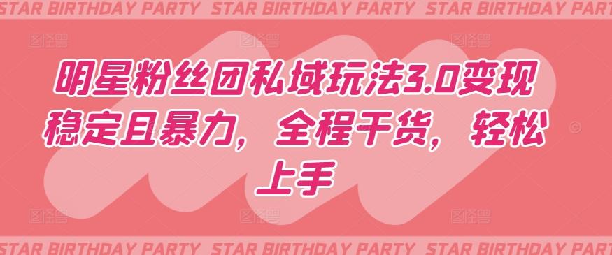明星粉丝团私域玩法3.0变现稳定且暴力，全程干货，轻松上手【揭秘】-泱泱学习社