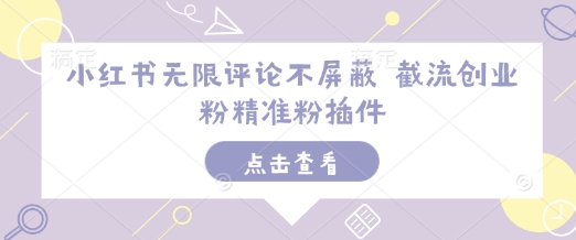 小红书无限评论不屏蔽 截流创业粉精准粉插件-泱泱学习社