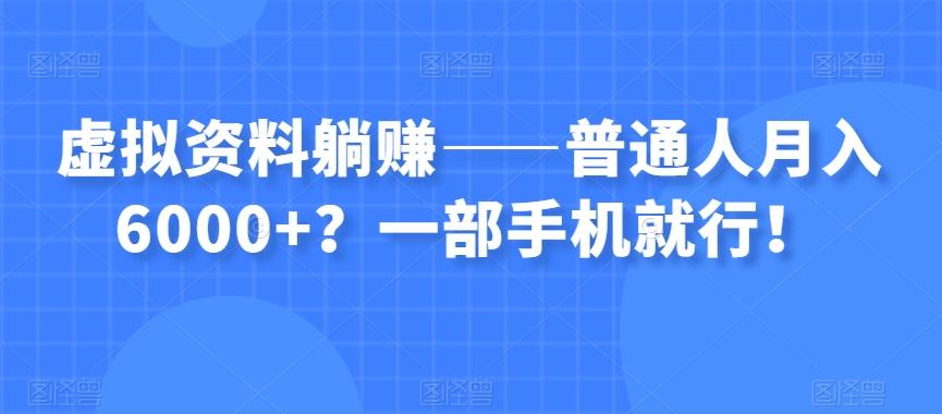 虚拟资料躺赚——普通人月入6000+？一部手机就行！-泱泱学习社