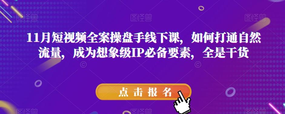 11月短视频全案操盘手线下课，如何打通自然流量，成为想象级IP必备要素，全是干货-泱泱学习社