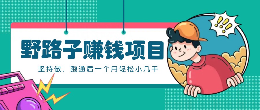 一个人就能操作的野路子赚钱项目，零成本零门槛坚持做，跑通后一个月小几千！-泱泱学习社