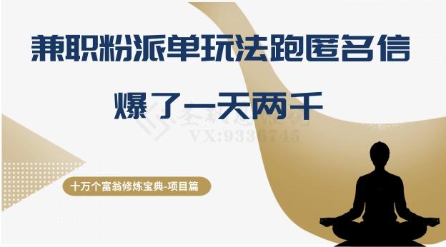 十万个富翁修炼宝典之6.兼职粉派单玩法跑匿名信，爆了一天两千-泱泱学习社