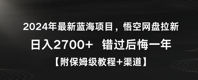 2024年最新蓝海项目，悟空网盘拉新，日入2700+错过后悔一年【附保姆级教程+渠道】【揭秘】-泱泱学习社