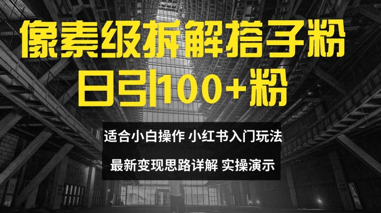像素级拆解搭子粉，日引100+，小白看完可上手，最新变现思路详解【揭秘】-泱泱学习社