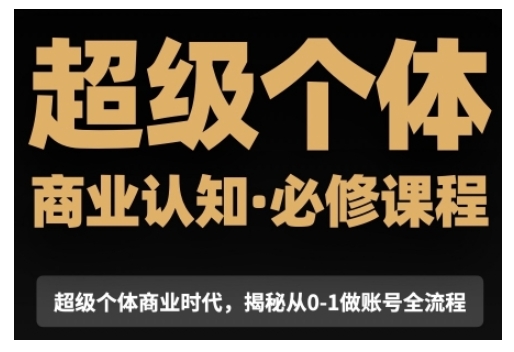 超级个体商业认知觉醒视频课，商业认知·必修课程揭秘从0-1账号全流程-泱泱学习社
