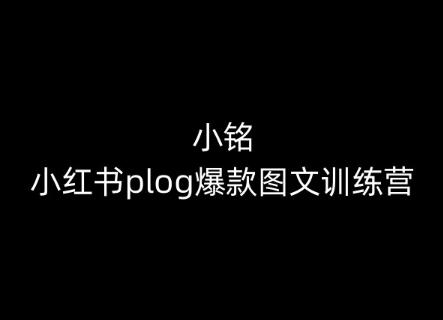 小铭-小红书plog爆款图文训练营，教你从0-1做小红书-泱泱学习社
