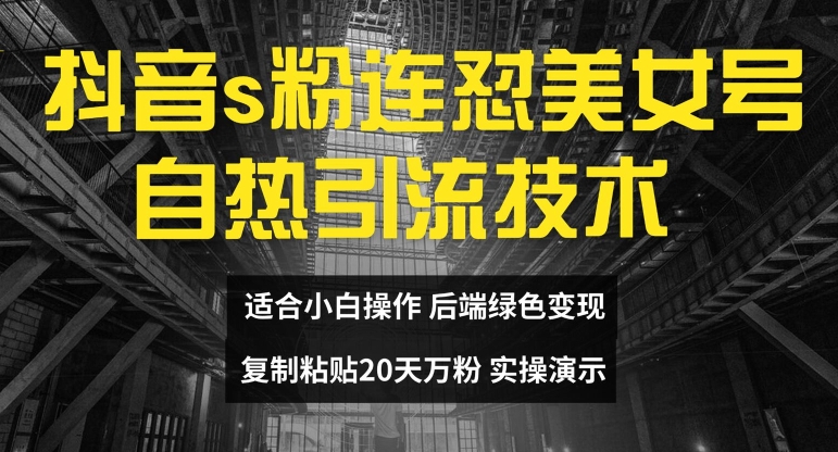 抖音s粉连怼美女号自热引流技术复制粘贴，20天万粉账号，无需实名制，矩阵操作【揭秘】-泱泱学习社