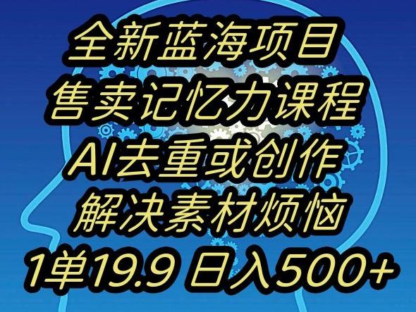 蓝海项目记忆力提升，AI去重，一单19.9日入500+【揭秘】-泱泱学习社