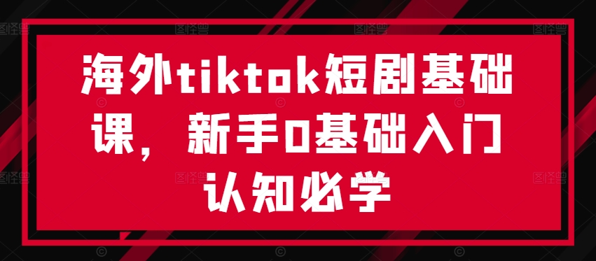 海外tiktok短剧基础课，新手0基础入门认知必学-泱泱学习社