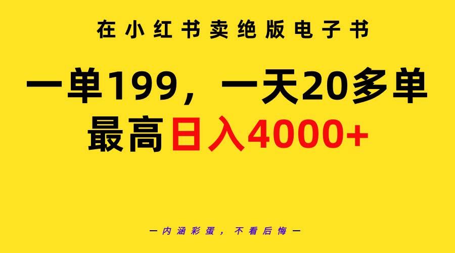 (9401期)在小红书卖绝版电子书，一单199 一天最多搞20多单，最高日入4000+教程+资料-泱泱学习社