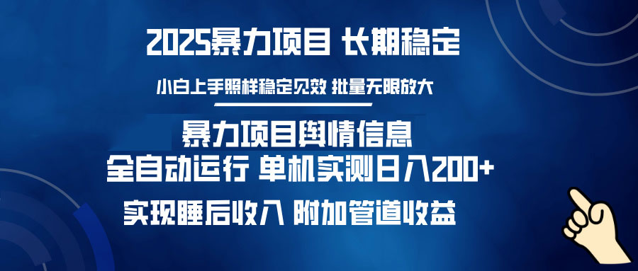 暴力项目舆情信息：多平台全自动运行 单机日入200+ 实现睡后收入-泱泱学习社