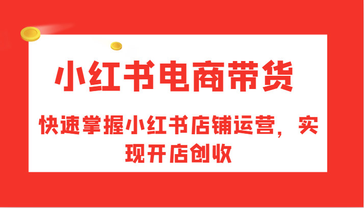 小红书电商带货，快速掌握小红书店铺运营，实现开店创收-泱泱学习社