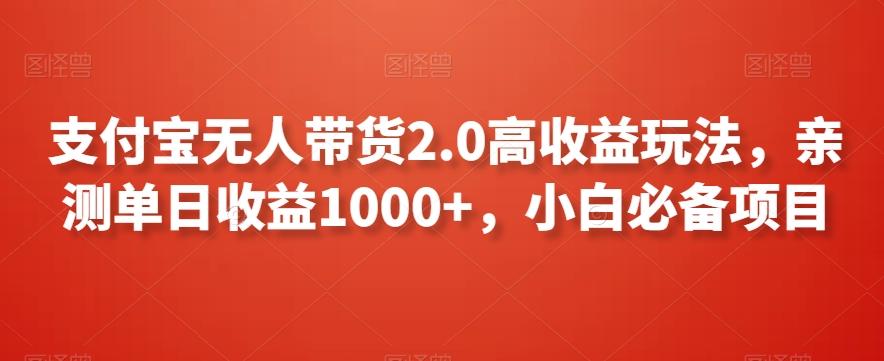 支付宝无人带货2.0高收益玩法，亲测单日收益1000+，小白必备项目【揭秘】-泱泱学习社