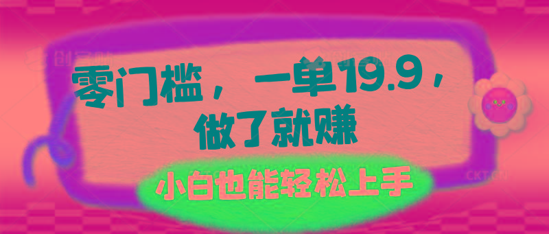 零门槛，一单19.9，做了就赚，小白也能轻松上手-泱泱学习社