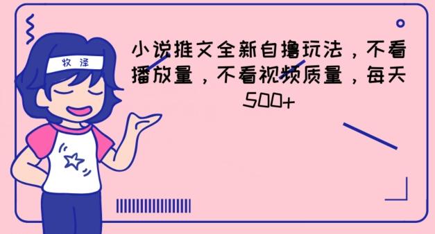 小说推文全新自撸玩法，不看播放量，不看视频质量，每天500+【揭秘】-泱泱学习社