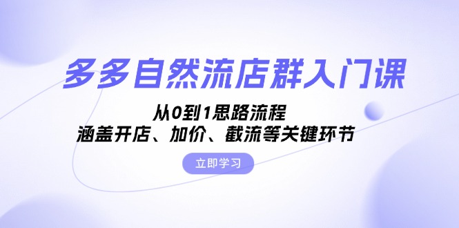 多多自然流店群入门课，从0到1思路流程，涵盖开店、加价、截流等关键环节-泱泱学习社