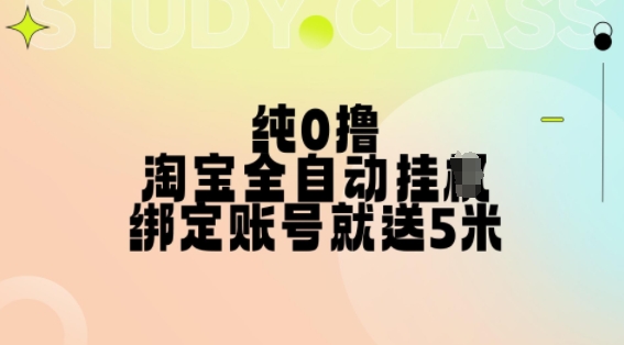 纯0撸，淘宝全自动挂JI，授权登录就得5米，多号多赚【揭秘】-泱泱学习社