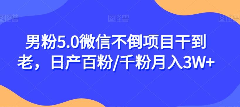 男粉5.0微信不倒项目干到老，日产百粉/千粉月入3W+【揭秘】-泱泱学习社