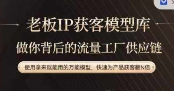 老板IP流量供应链，动作越少，账号越好，使用拿来就能用的万能模型，快速为产品获客翻N倍-泱泱学习社