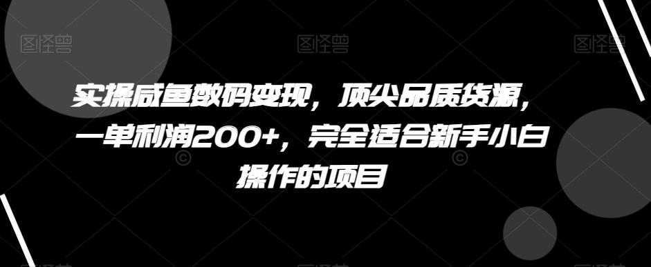 实操咸鱼数码变现，顶尖品质货源，一单利润200+，完全适合新手小白操作的项目【揭秘】-泱泱学习社