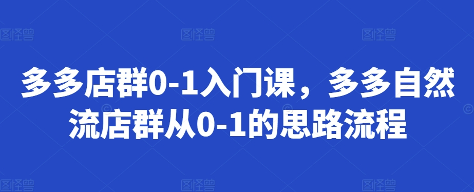 多多店群0-1入门课，多多自然流店群从0-1的思路流程-泱泱学习社