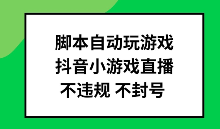 脚本自动玩游戏，抖音小游戏直播，不违规不封号可批量做【揭秘】-泱泱学习社