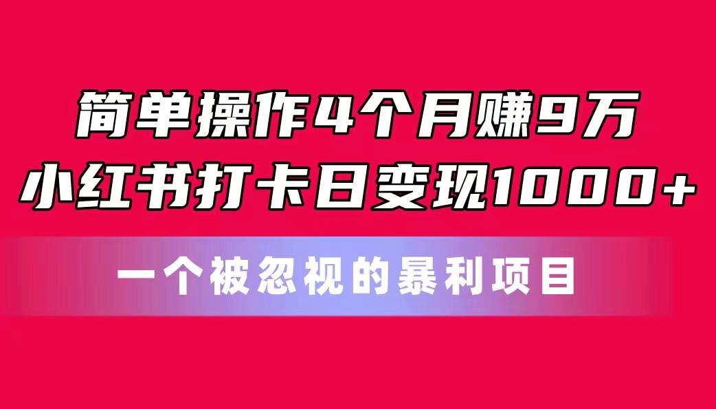 简单操作4个月赚9万！小红书打卡日变现1000+！一个被忽视的暴力项目-泱泱学习社