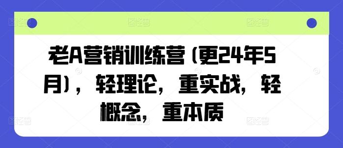 老A营销训练营(更24年6月)，轻理论，重实战，轻概念，重本质-泱泱学习社
