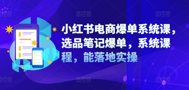 小红书电商爆单系统课，选品笔记爆单，系统课程，能落地实操-泱泱学习社