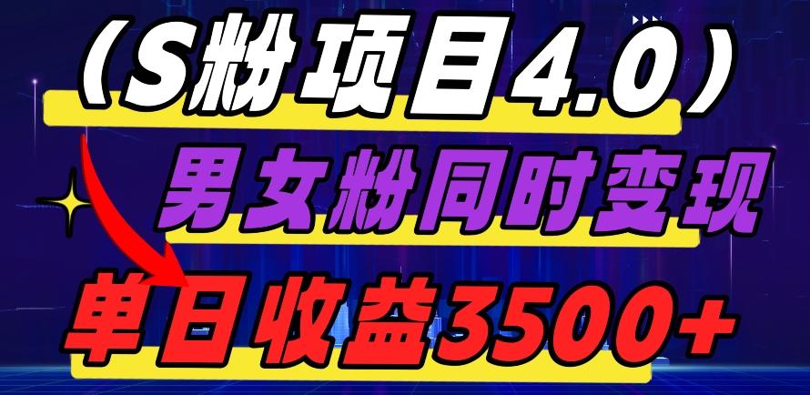 S粉项目4.0，男女粉通吃，男女粉同时变现，单日收益3500+-泱泱学习社