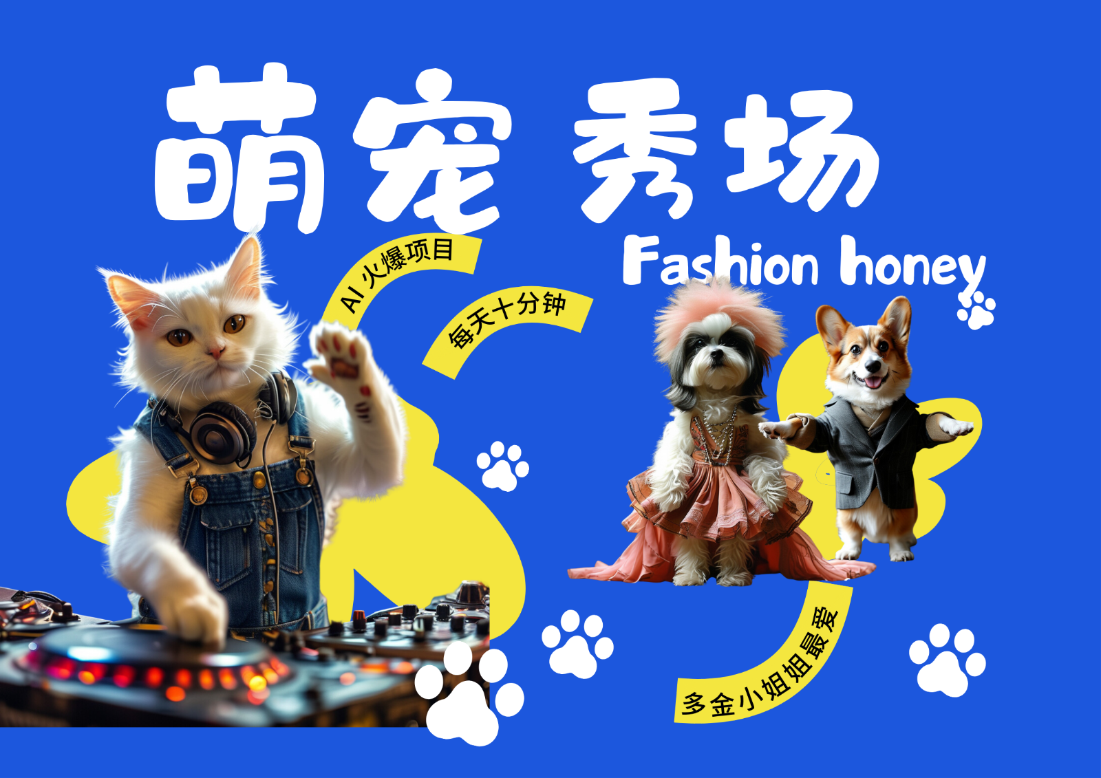 酷飒动物跳舞走秀 时尚喵FASHION汪 多金小姐姐最爱的 轻松月入破W-泱泱学习社