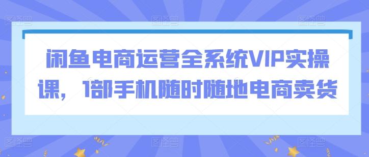 闲鱼电商运营全系统VIP实操课，1部手机随时随地电商卖货-泱泱学习社
