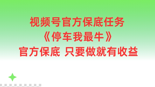 视频号官方保底任务，停车我最牛，官方保底只要做就有收益【揭秘】-泱泱学习社