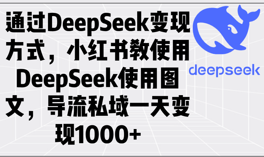 通过DeepSeek变现方式，小红书教使用DeepSeek图文，导流私域一天变现1000+-泱泱学习社