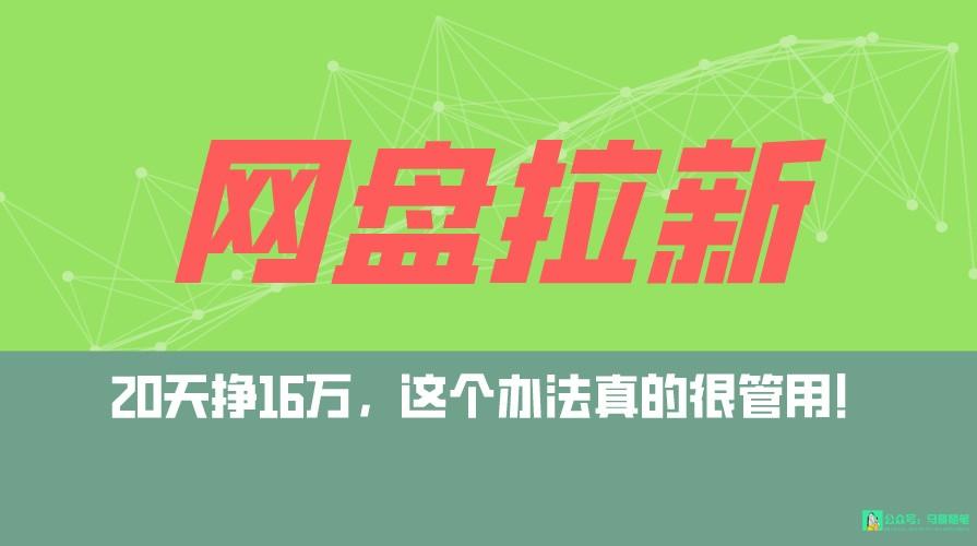 网盘拉新+私域全自动玩法，0粉起号，小白可做，当天见收益，已测单日破5000-泱泱学习社